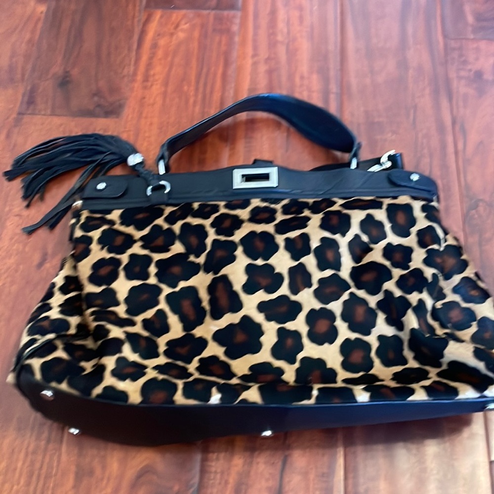 Claudía Firenze leopard calf hair and Italian leather bag